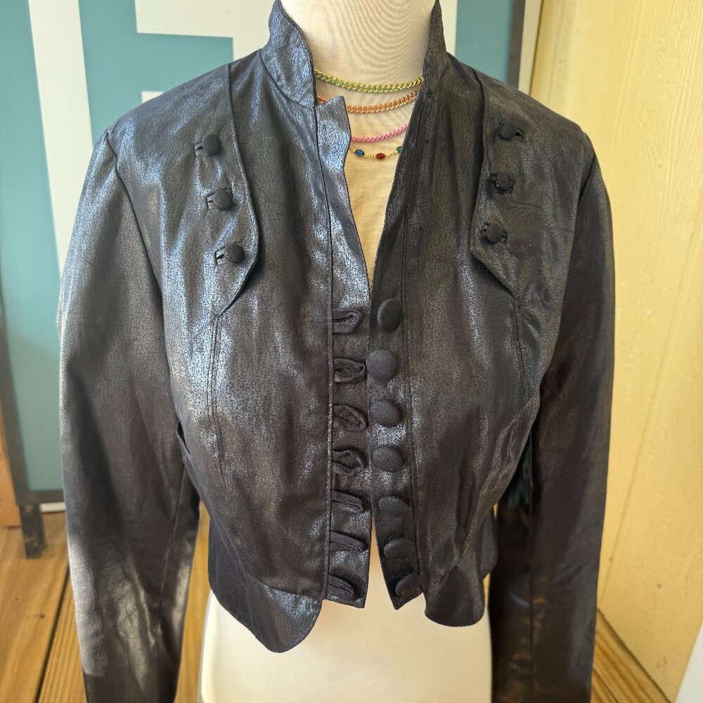 Vintage Bisou Bisou Faux Leather crop jacket